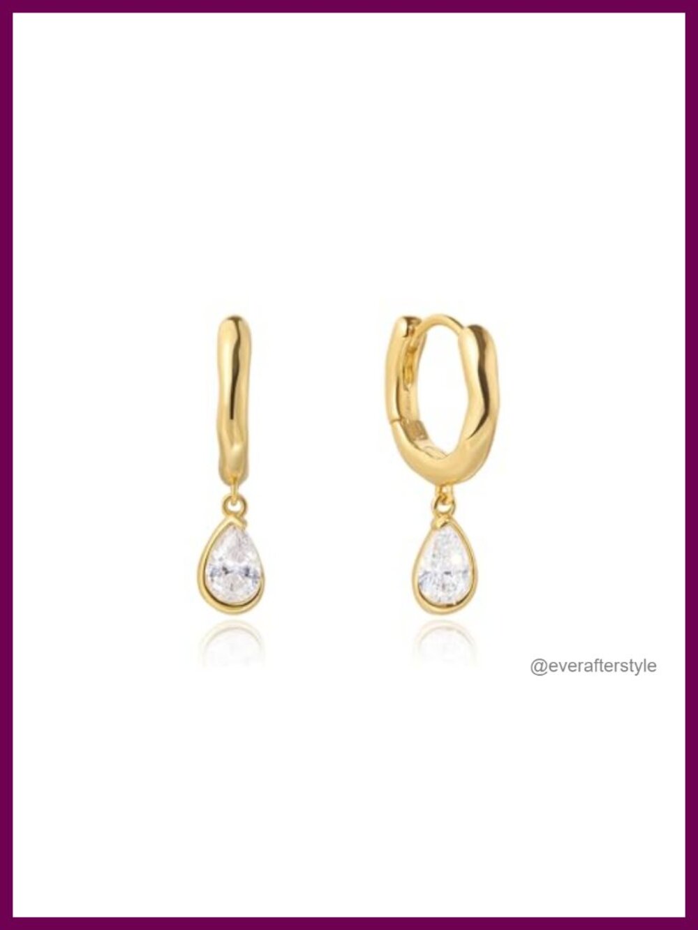 18K Gold Plated Heart Charm Huggie Hoop Earrings